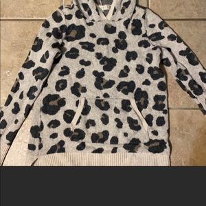 Cow print sweater with hood size small